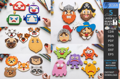 Mix and Match Emotions Puzzles Laser Cut Bundle | Kids Laser Product Image 1