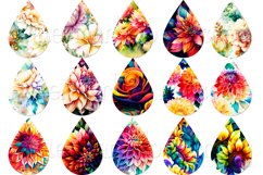 Mix Floral Flower Teardrop Earring Sublimation Designs, set1 Product Image 2
