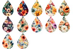 Mix Floral Flower Teardrop Earring Sublimation Designs, set2 Product Image 2