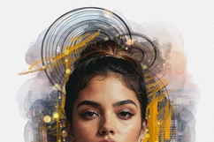 Double Exposure Abstract Portrait Watercolor Art Product Image 3