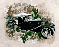 Vintage Car Watercolor Mixed Art Product Image 5