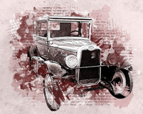 Vintage Car Watercolor Mixed Art Product Image 3