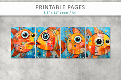 mixed media fish art, printable pages Product Image 2