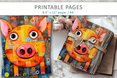 mixed media piggy art, printable pages Product Image 5