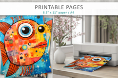 mixed media fish art, printable pages Product Image 1