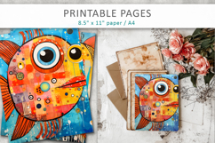 mixed media fish art, printable pages Product Image 6