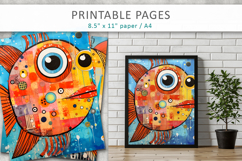 mixed media fish art, printable pages Product Image 3