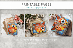 mixed media fish art, printable pages Product Image 7
