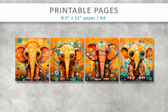 mixed media elephant art, printable pages Product Image 2