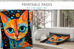 mixed media cat art, printable pages Product Image 3