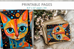 mixed media cat art, printable pages Product Image 4