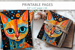 mixed media cat art, printable pages Product Image 5