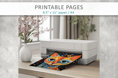 mixed media cat art, printable pages Product Image 7