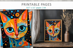 mixed media cat art, printable pages Product Image 1