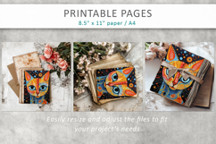 mixed media cat art, printable pages Product Image 8