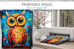 mixed media owl art, printable pages Product Image 3