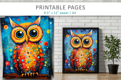 mixed media owl art, printable pages Product Image 4
