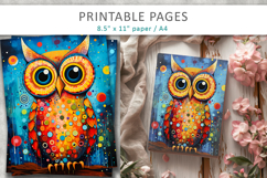 mixed media owl art, printable pages Product Image 5