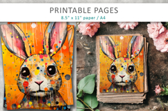 mixed media rabbit art, printable pages Product Image 3