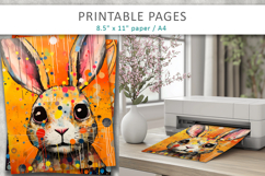 mixed media rabbit art, printable pages Product Image 4