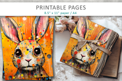mixed media rabbit art, printable pages Product Image 5
