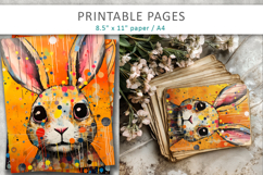mixed media rabbit art, printable pages Product Image 1