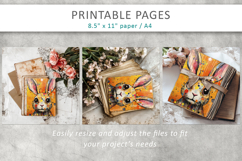 mixed media rabbit art, printable pages Product Image 7