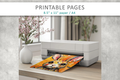 mixed media rabbit art, printable pages Product Image 8