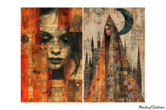Gothic Mixed Media Women Portraits, Art Collage Papers Product Image 2