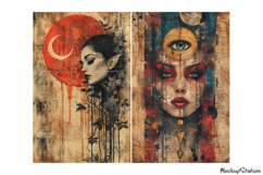 Gothic Mixed Media Women Portraits, Art Collage Papers Product Image 3