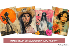 Vintage Women Junk Journal Pages | Floral Mixed Media Product Image 1