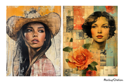 Vintage Women Junk Journal Pages | Floral Mixed Media Product Image 2