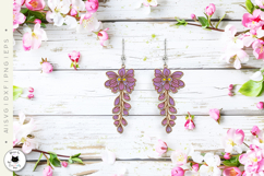 Laser Cut Dangling Flower Earrings | Floral Earrings SVG Product Image 2