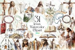 Jesus Watercolor Clipart Bundle Product Image 1