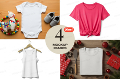 Holiday-themed baby and t-shirt mockup Product Image 1