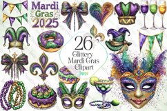 Glittery Mardi Gras Clipart Bundle Product Image 1
