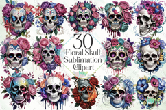 Floral Skull Sublimation Clipart Bundle Product Image 1