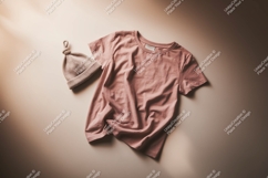 Rose pink t shirt and knit hat mockup image Product Image 1
