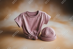 Mauve t shirt and beanie mockup apparel Product Image 1