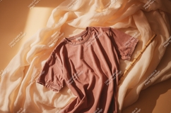 Dusty rose t shirt draped fabric bamboo stick mockup Product Image 1