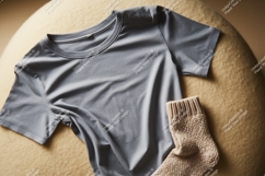 Gray t shirt and knit sock mockup image Product Image 1