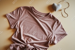 Dusty rose t shirt with heart accent mockup Product Image 1
