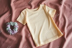 Yellow t shirt and scrunchie mockup pastel Product Image 1