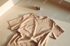 Beige t shirt mockup with origami crane clothing apparel Product Image 1