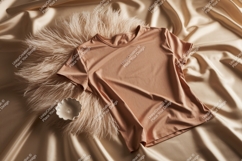 Peach t shirt on fluffy texture mockup Product Image 1