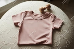 Dusty rose baby shirt wooden toy mockup image Product Image 1