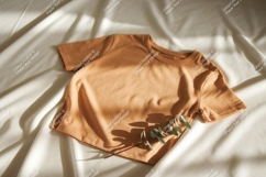 Orange T Shirt Mockup With Eucalyptus t-shirt fabric Product Image 1