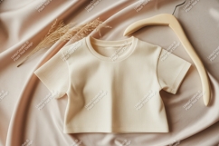 Cream ribbed crop top mockup t-shirt Product Image 1