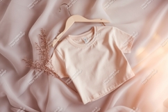 Peach t shirt mockup with dried flowers clothing Product Image 1