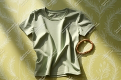 Light green t shirt with woven bracelet apparel clothing Product Image 1